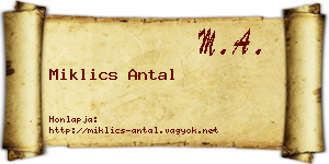 Miklics Antal névjegykártya